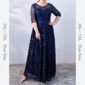 【3XL〜7XL】リーフ柄七分袖シアードレス　2color　D1608