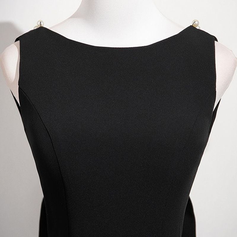 パールリボンバックレスドレス　D1713