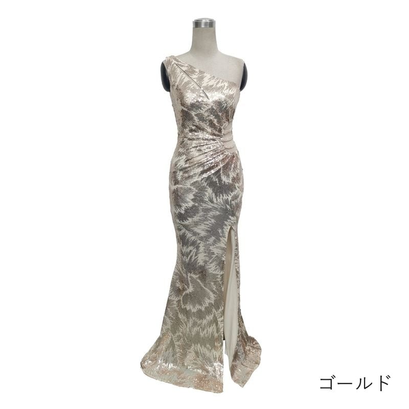 スパンコールワンショルダーマーメイドドレス　8color　D1681