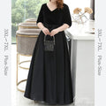 【3XL〜7XL】ベルベット切替Vネックドレス　D1618