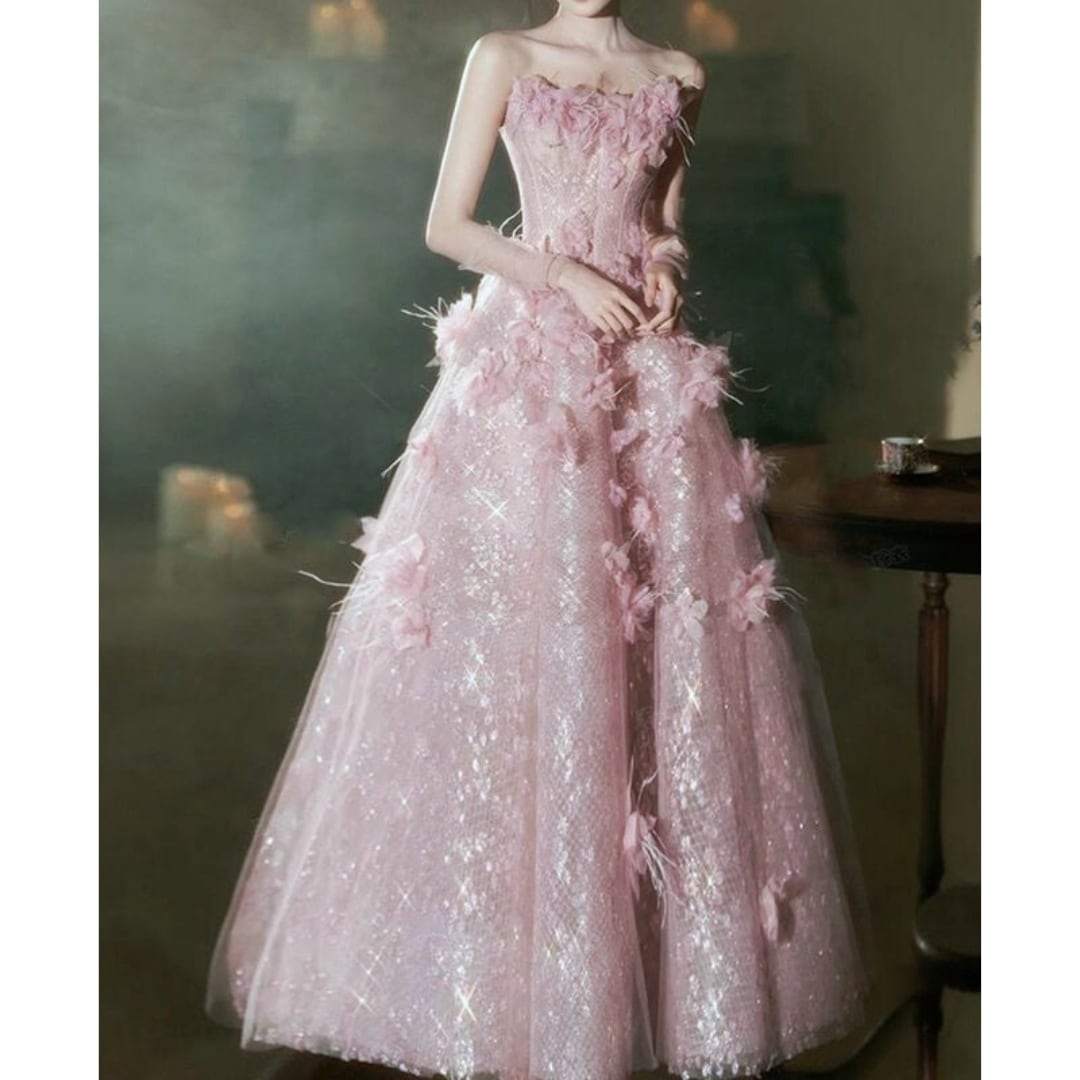 フラワーデザインベアトップドレス D1629 – DRESSWOW（ドレスワオ）