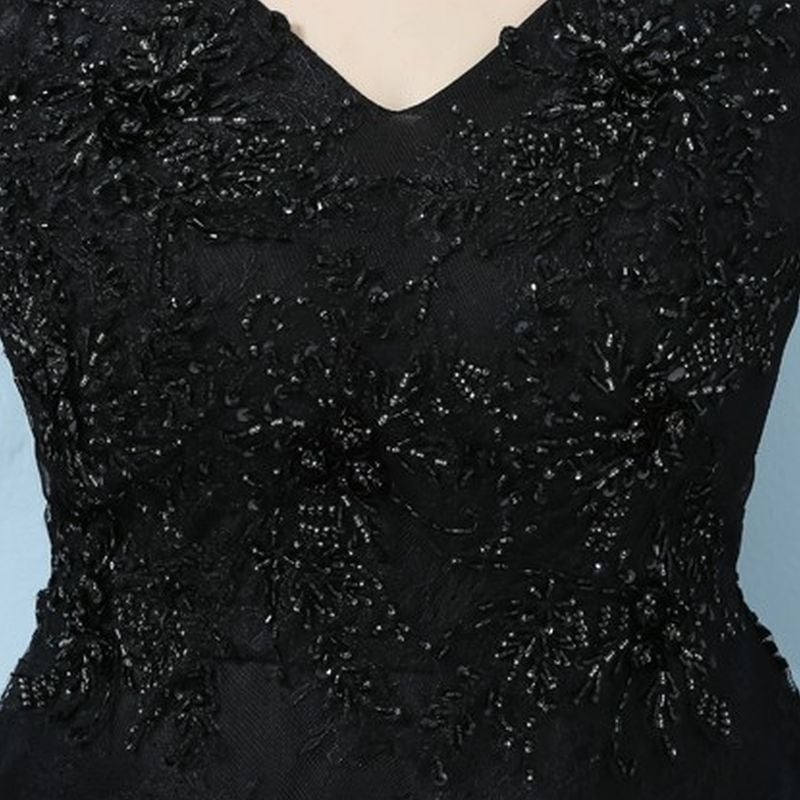 【3XL〜7XL】ビーズ装飾Vネックドレス　D1576