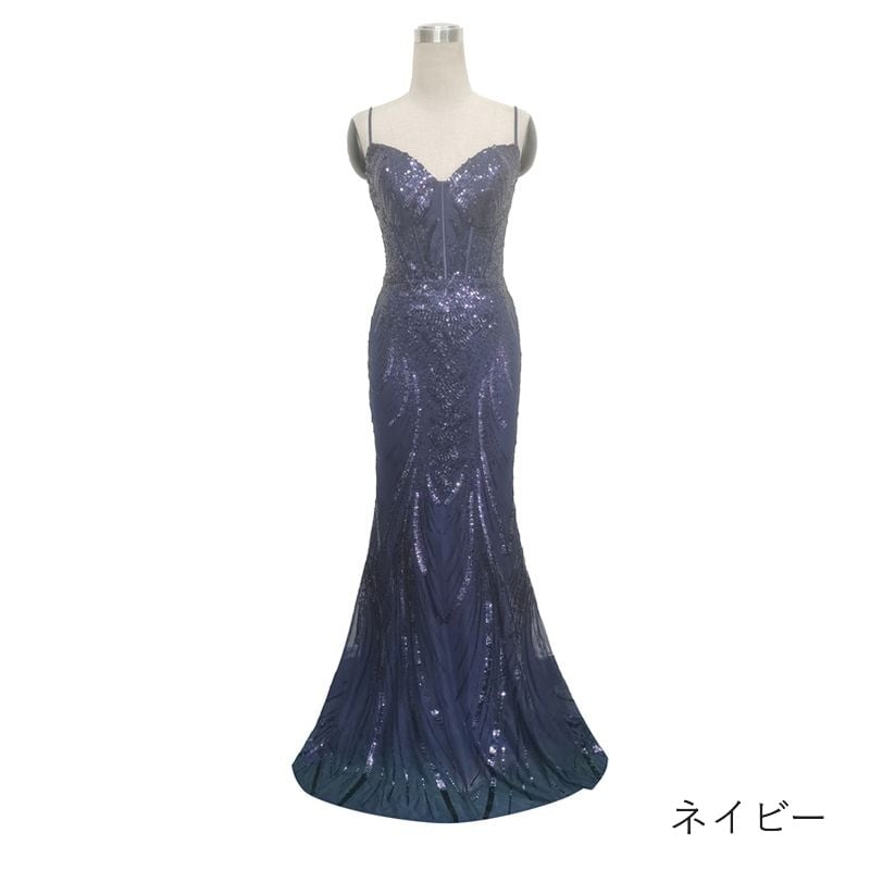 スパンコールキャミソールマーメイドドレス　10color　D1701