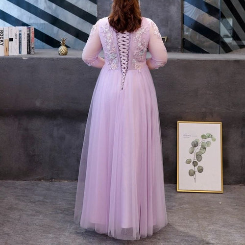 【3XL〜7XL】フラワー装飾チュールドレス　D1562