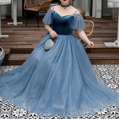 【3XL〜7XL】フリルスリーブチュールドレス　D1545