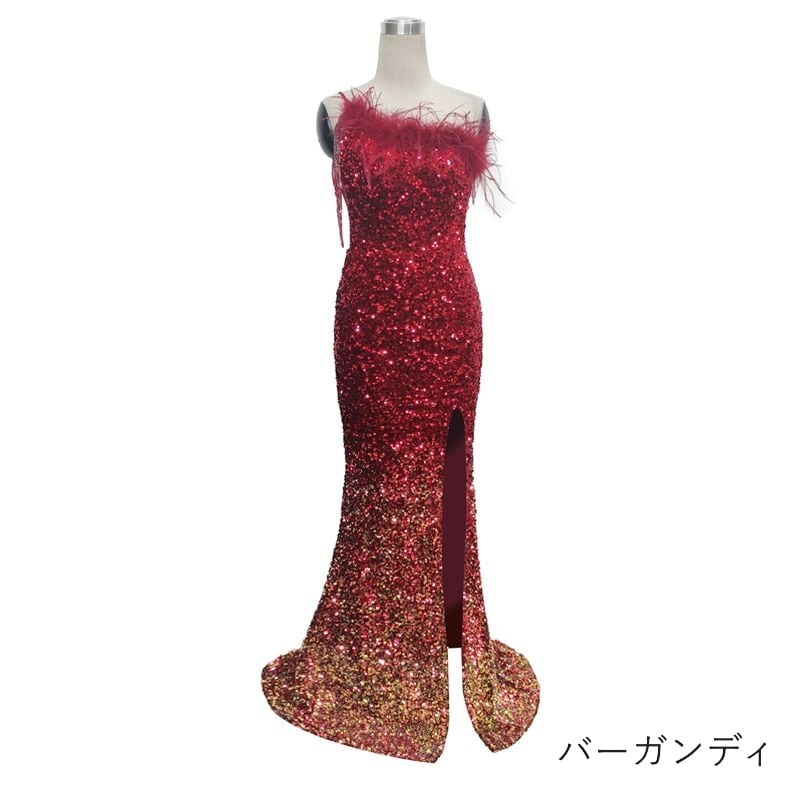 スパンコールワンショルダーマーメイドドレス　7color　D1702