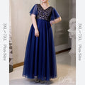 【3XL〜7XL】フレアスリーブチュールドレス　D1588
