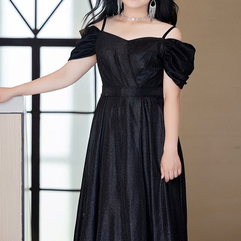 【3XL〜7XL】オフショルダーロングドレス　D1526