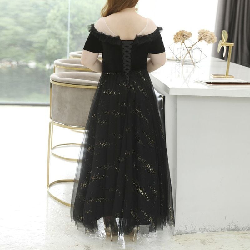【3XL〜7XL】オフショルダーチュールドレス　D1556