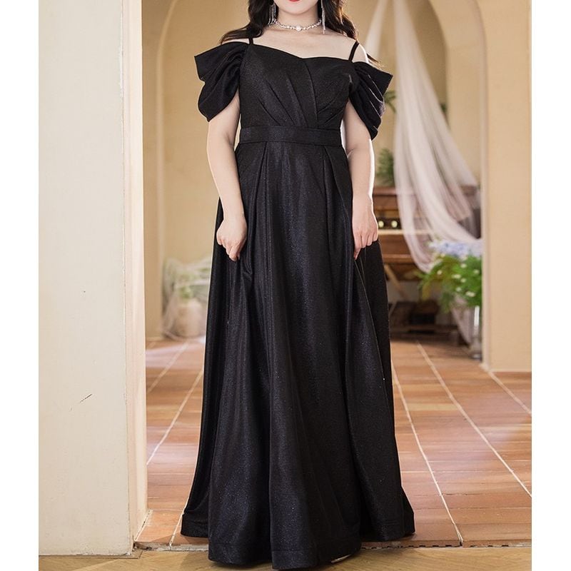 【3XL〜7XL】オフショルダーロングドレス　D1526