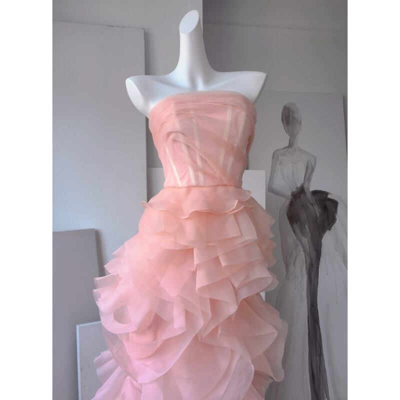 ボリュームフリルフィッシュテールドレス　D1363