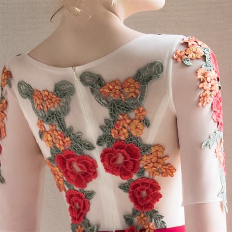 フラワー刺繍マーメイドドレス　2color　D1319