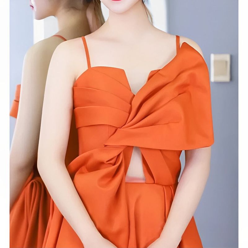 Dress　Big Ribbon Orange Color Dress　D131