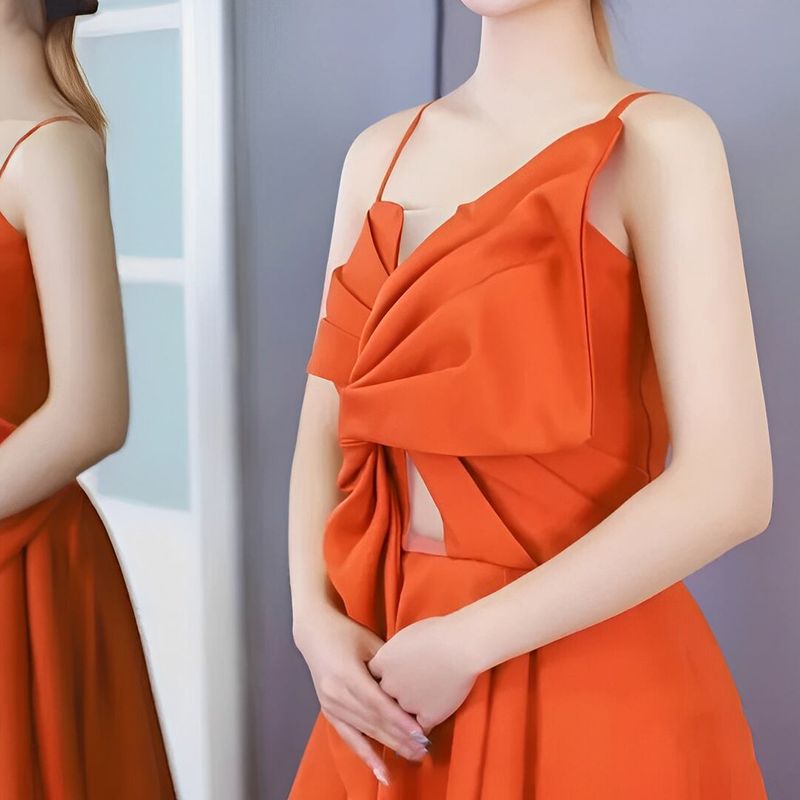 Dress　Big Ribbon Orange Color Dress　D131
