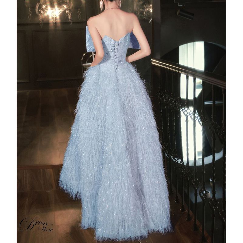 フェザーシルエット ロングドレス  2color　D1146