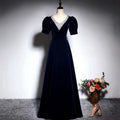 パフスリーブVネックドレス　2color　D1305