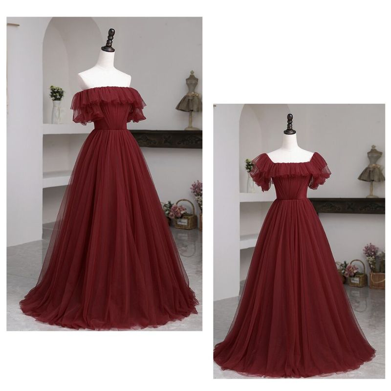 Dress　Shoulder 2WAY wine red dress　D132