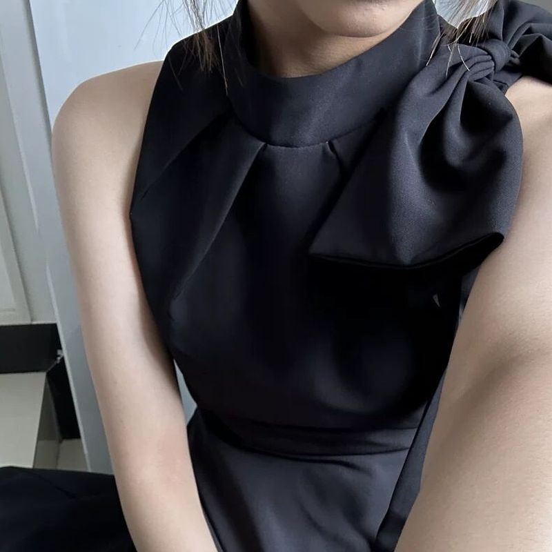 ブラックフレア ロングドレス 　D1182