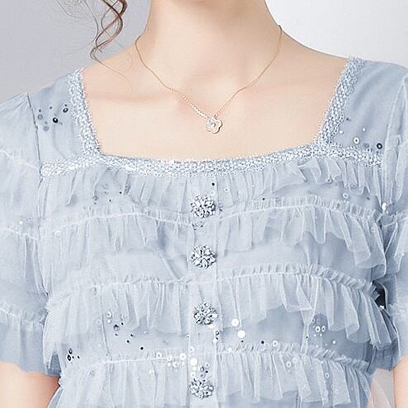 チュールティアードワンピースドレス　2color　D1448