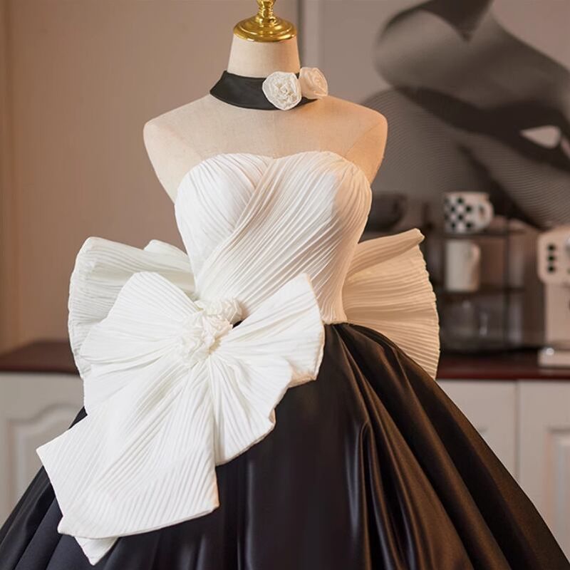 バイカラーボリュームリボンドレス D1345 – DRESSWOW（ドレスワオ）