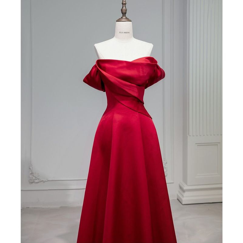 オフショルダーサテンロングドレス D1274 – DRESSWOW（ドレスワオ）