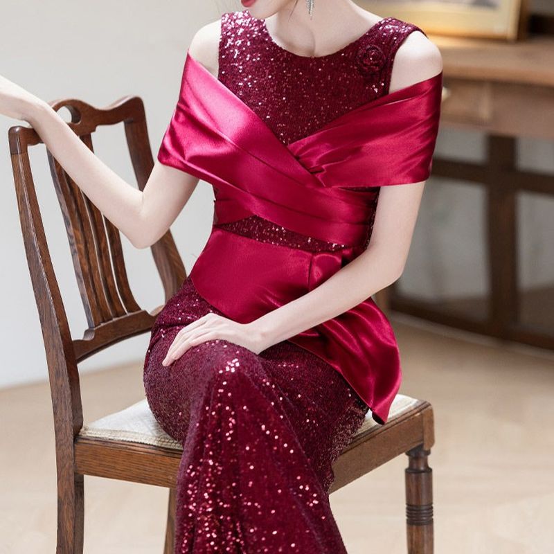 スパンコールアクセントロングドレス D2012 – DRESSWOW（ドレスワオ）