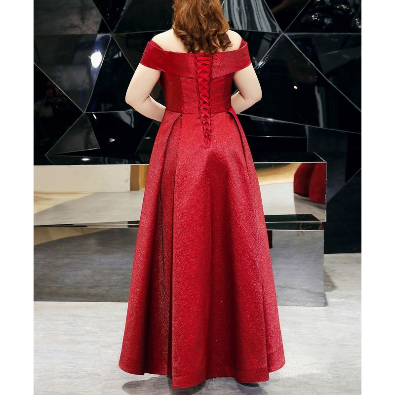 【3XL〜7XL】リボンオフショルダーロングドレス　D2054
