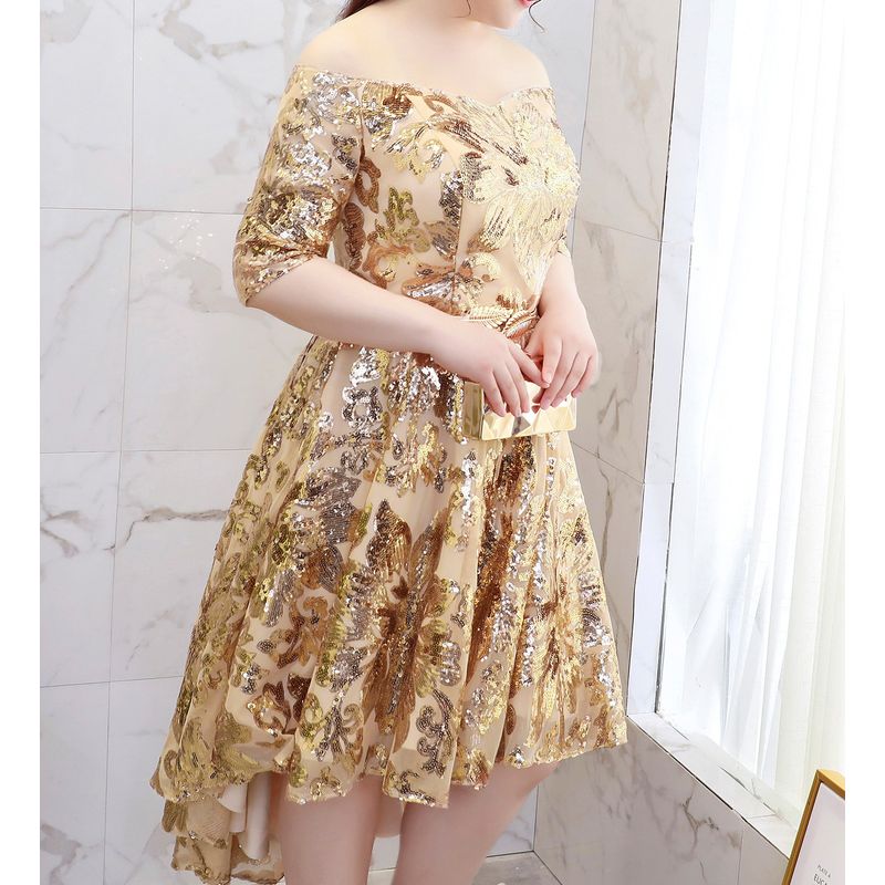 【3XL〜7XL】スパンコールフィッシュテールドレス　D2056