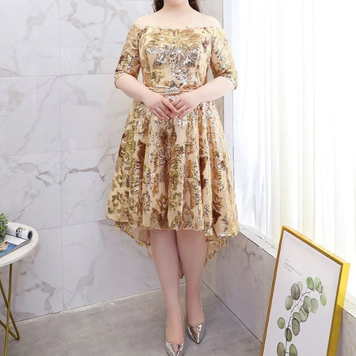 【3XL〜7XL】スパンコールフィッシュテールドレス　D2056