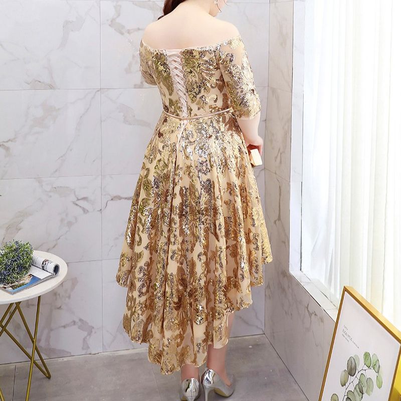 【3XL〜7XL】スパンコールフィッシュテールドレス　D2056