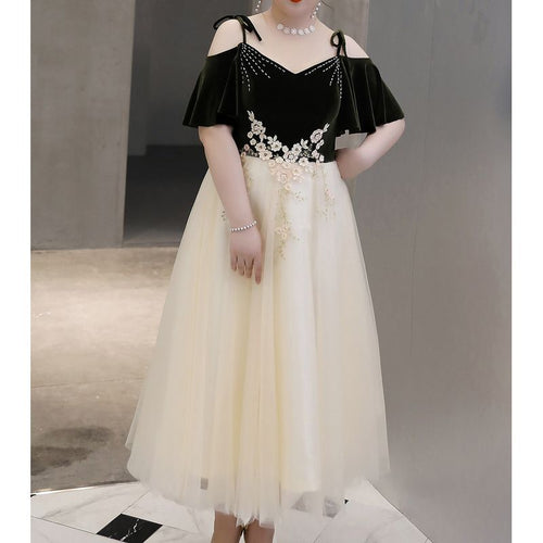 【3XL〜7XL】シャンパンバイカラードレス　D2057