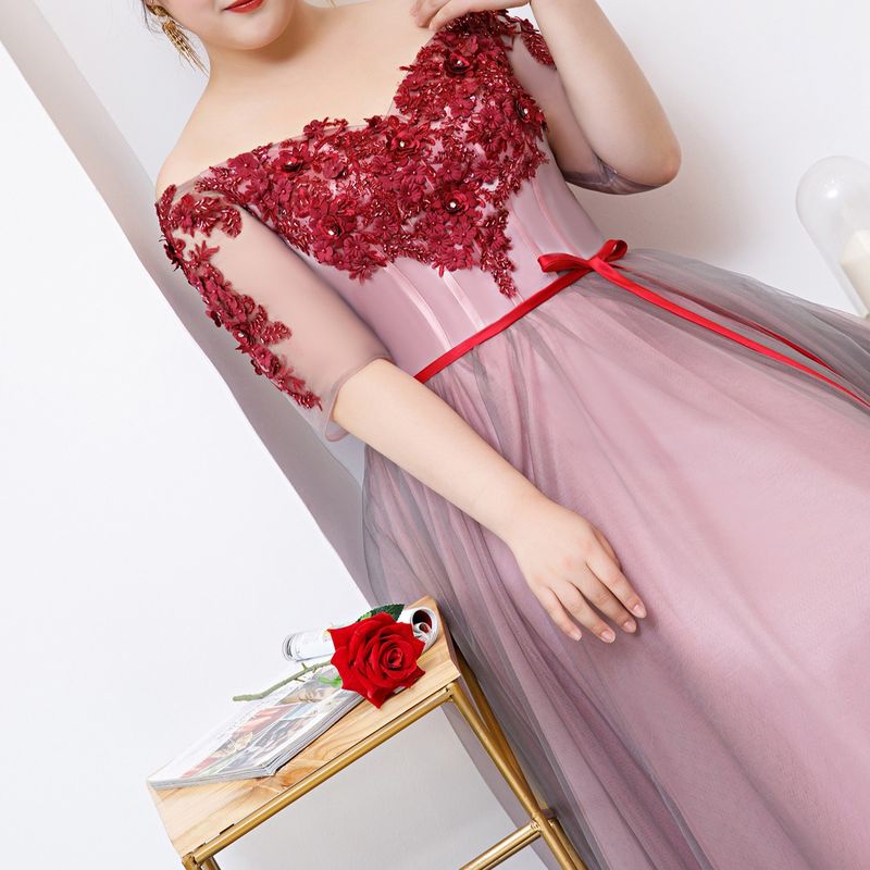 【3XL〜7XL】フラワーオフショルダーシアードレス　D2058