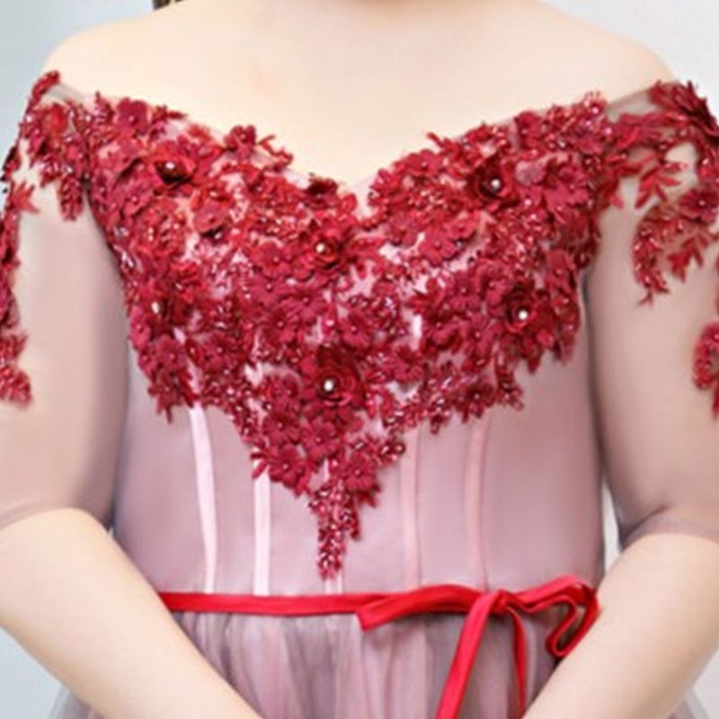 【3XL〜7XL】フラワーオフショルダーシアードレス　D2058