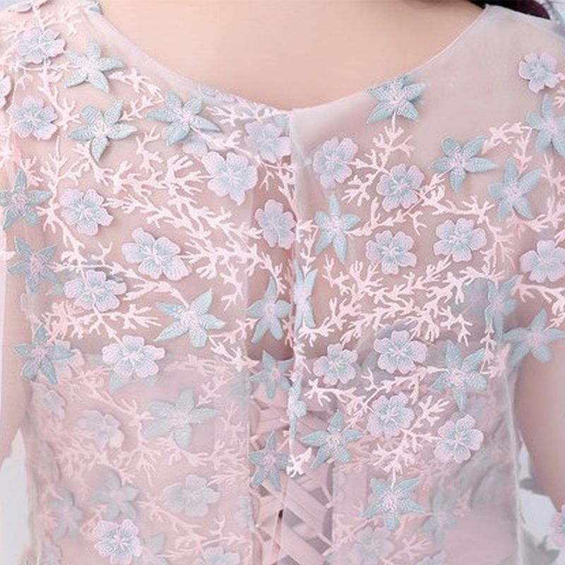 【3XL〜7XL】ペールピンクシアーフラワードレス　D2059
