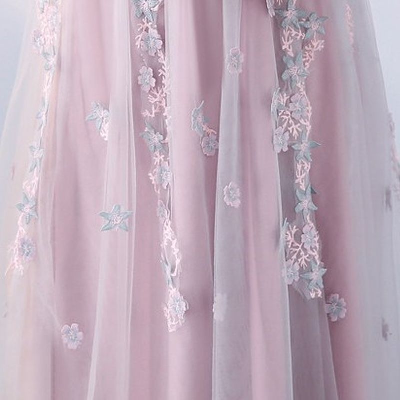 【3XL〜7XL】ペールピンクシアーフラワードレス　D2059