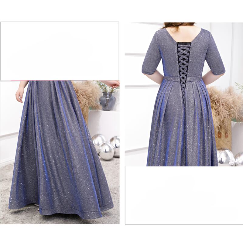 【3XL〜7XL】ハーフスリーブグリッタードレス　D1559