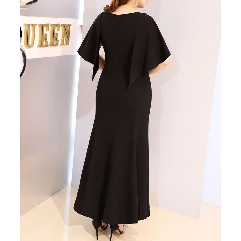 【3XL〜7XL】ケープスリーブマーメイドドレス　D1563