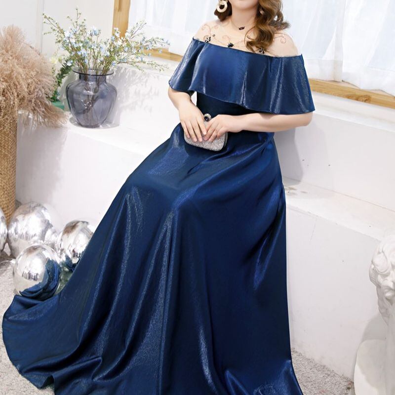 【3XL〜7XL】フリルオフショルダードレス　D1600