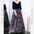 【3XL〜7XL】ベルベット切替デザインドレス　D1610
