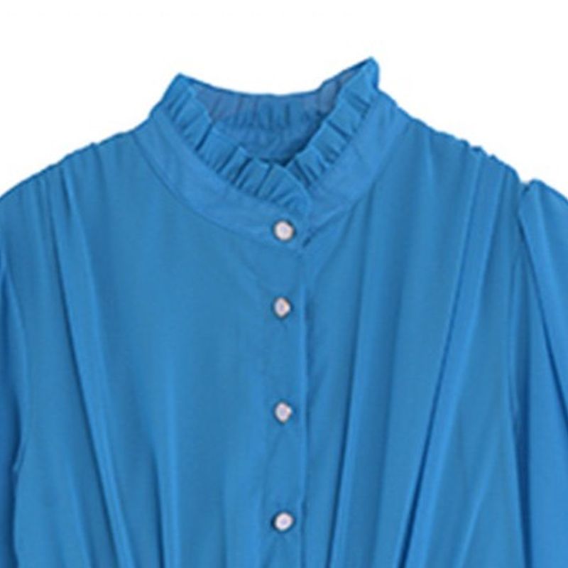 フリルスタンドカラーシアーワンピース　6color　D2152
