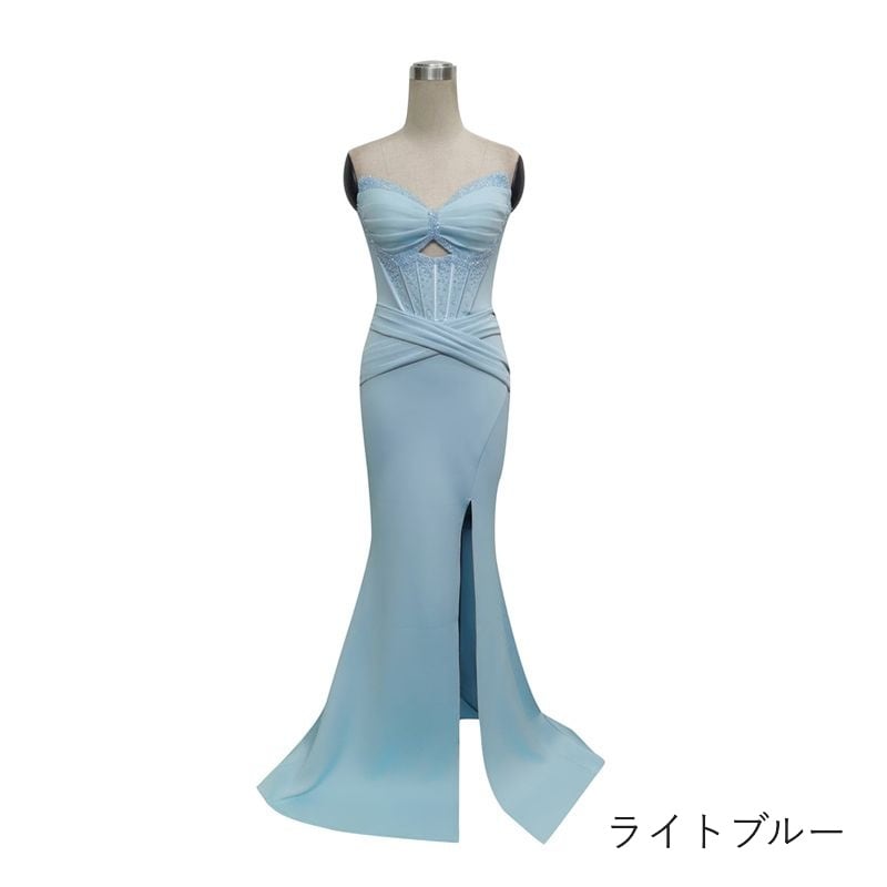 スリットベアトップマーメイドドレス　8color　D1693