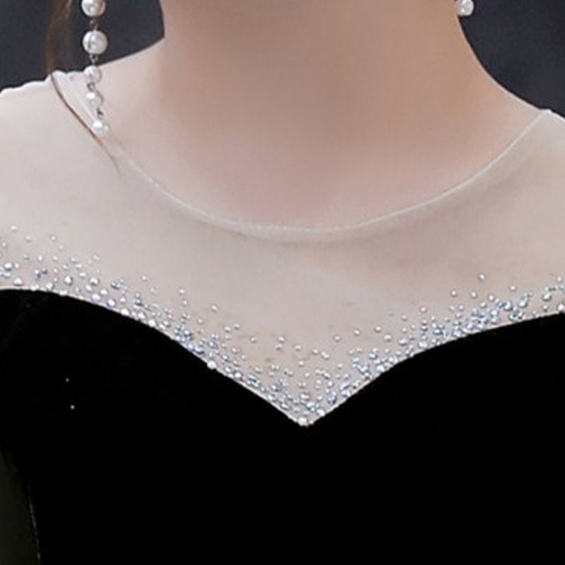 3XL〜7XL】ベルベット切替オフショルダードレス D1565 – DRESSWOW