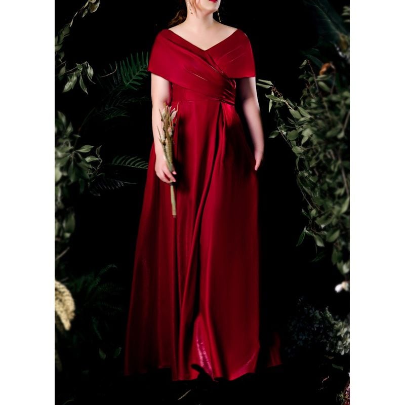 サテンドレス　大きいサイズ 3XL〜7XL】Vネックサテンロングドレス D1551 – DRESSWOW（ドレスワオ）
