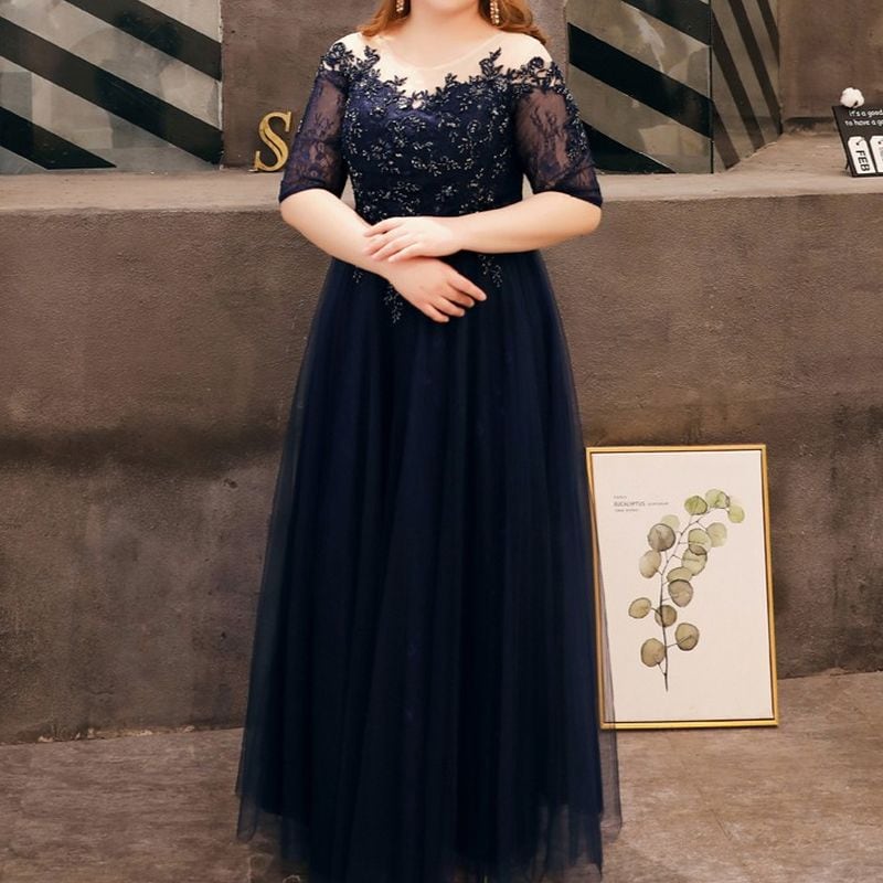 【3XL〜7XL】オフショルダーチュールドレス　D1543