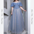 【3XL〜7XL】星柄リボンデザインチュールドレス　D1616
