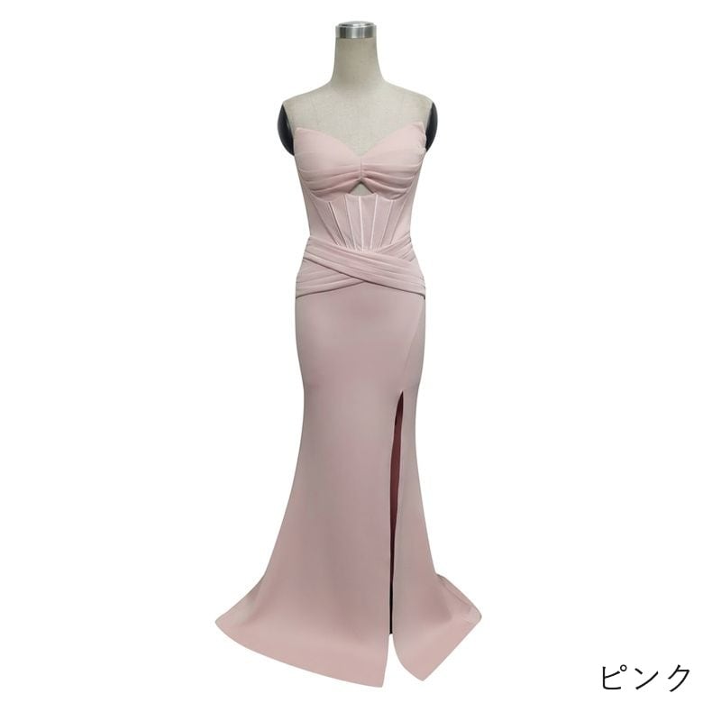 スリットベアトップマーメイドドレス　8color　D1679