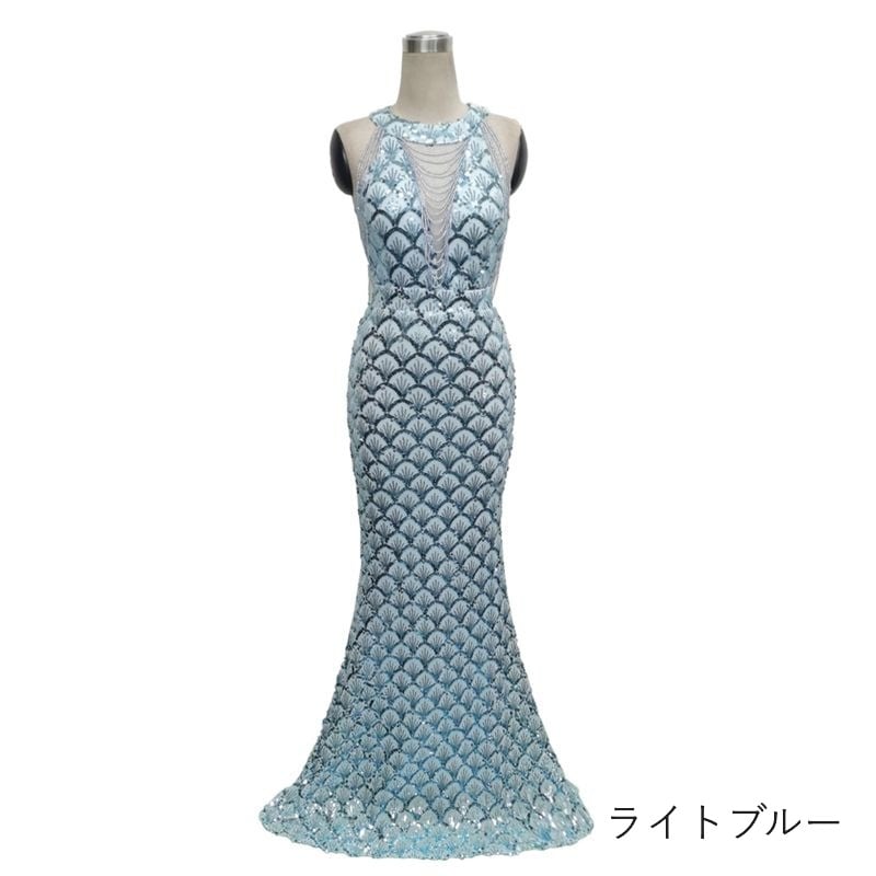 スパンコールアメスリマーメイドドレス　8color　D1692