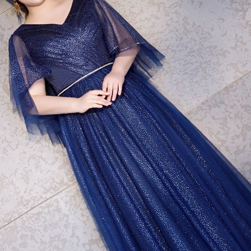 【3XL〜7XL】フレアスリーブグリッタードレス　D1623