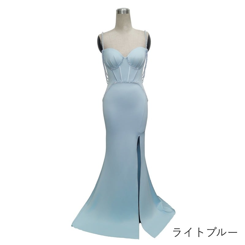 ビーズ装飾スリットマーメイドドレス　9color　D1678