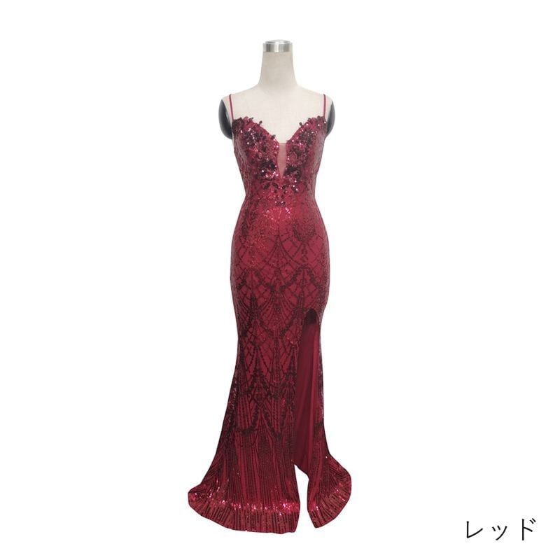スパンコールキャミソールマーメイドドレス　10color　D1677